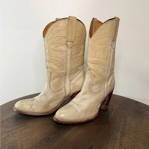 Vintage Frye Cream Midcalf Western Boots